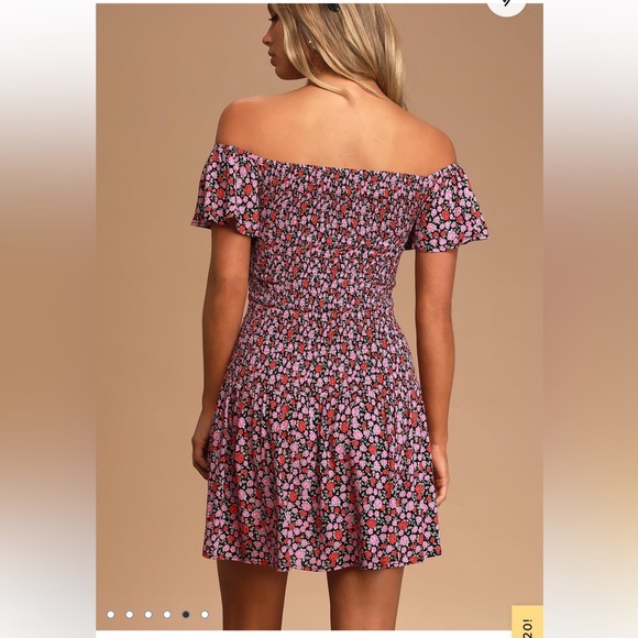 LULUS Such A Darling Sweet Floral Print Off Shoulder Dress. Size S - Picture 3 of 7